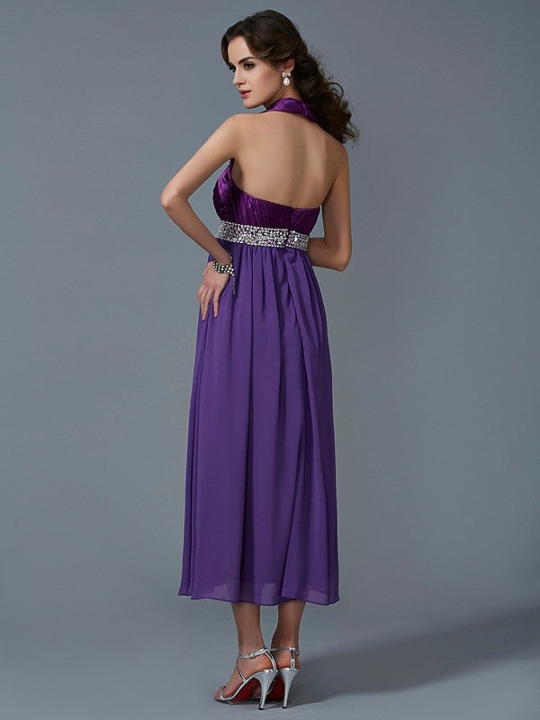 A-Line Halter Chiffon Sleeveless Wedding Dress - Chloe Dress
