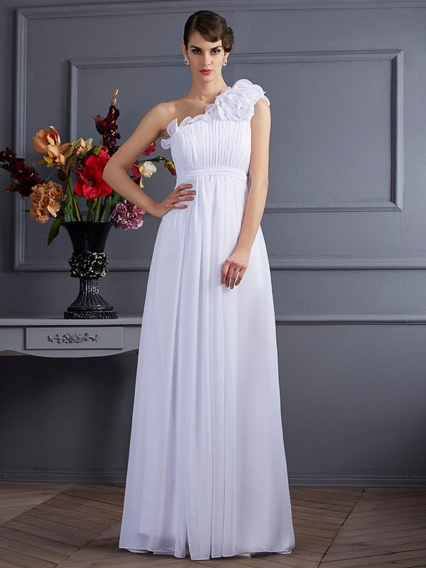A-Line One-Shoulder Chiffon Sleeveless Pleated Dress - Chloe Dress