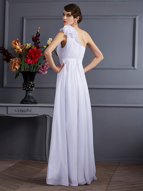 A-Line One-Shoulder Chiffon Sleeveless Pleated Dress - Chloe Dress