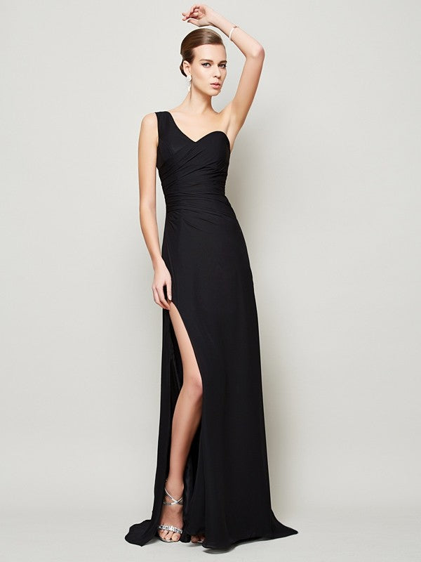 Sheath One-Shoulder Chiffon Sleeveless Pleated Dress - Chloe Dress