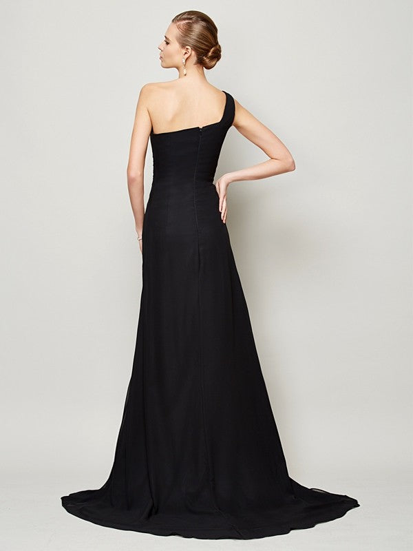 Sheath One-Shoulder Chiffon Sleeveless Pleated Dress - Chloe Dress