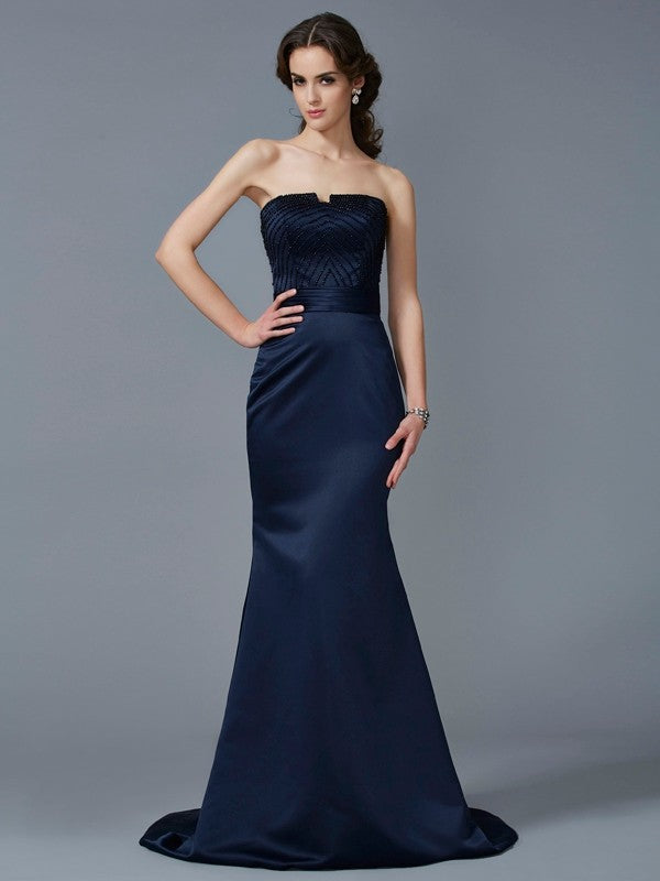 Mermaid Strapless Satin Sleeveless Dress - Chloe Dress