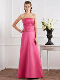 Sheath Strapless Satin Sleeveless Pleated Dress - Chloe Dress