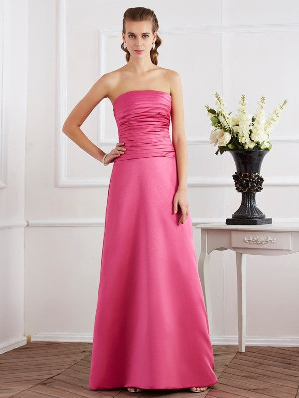 Sheath Strapless Satin Sleeveless Pleated Dress - Chloe Dress