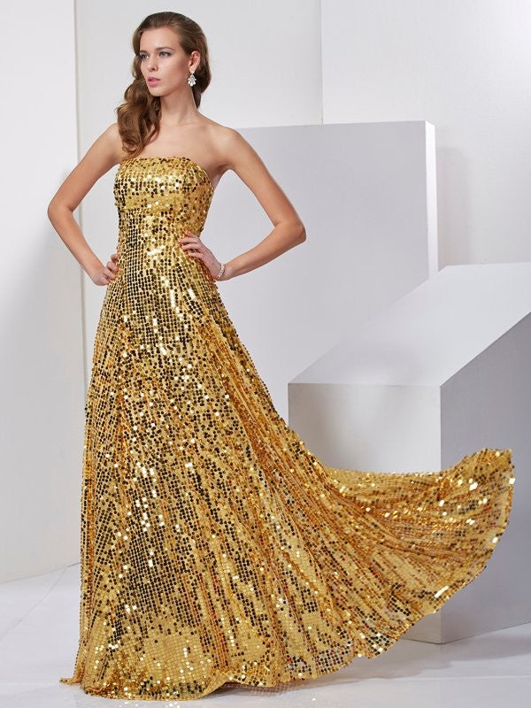 A-Line Strapless Sequin Sleeveless Dress - Chloe Dress