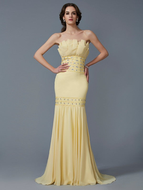 Mermaid Strapless Chiffon Sleeveless Dress - Chloe Dress