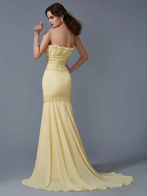 Mermaid Strapless Chiffon Sleeveless Dress - Chloe Dress