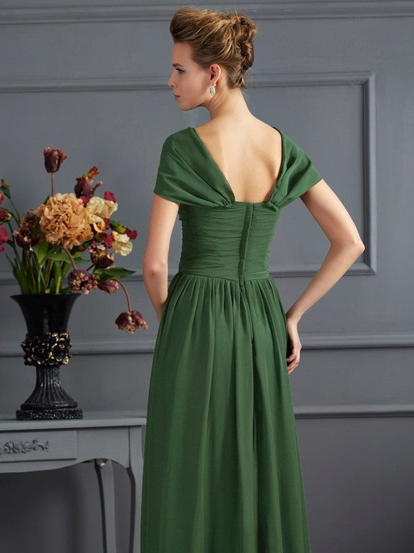 A-Line Chiffon Short Sleeve Pleated Mini Dress - Chloe Dress
