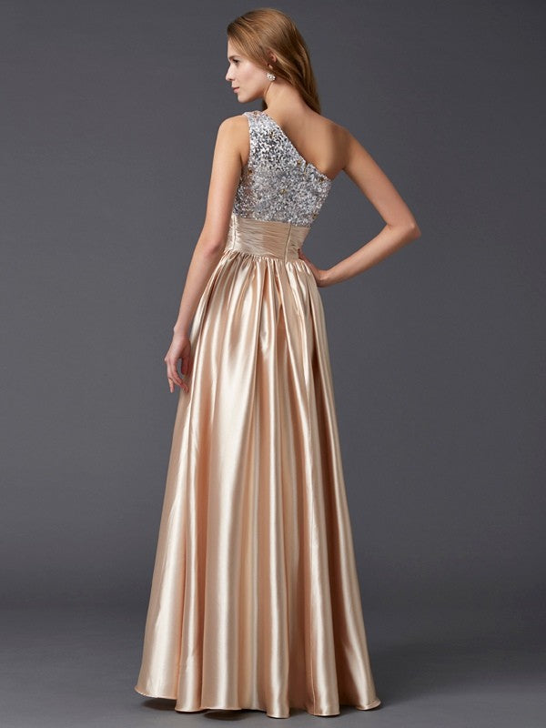 A-Line One-Shoulder Satin Sleeveless Dress - Chloe Dress