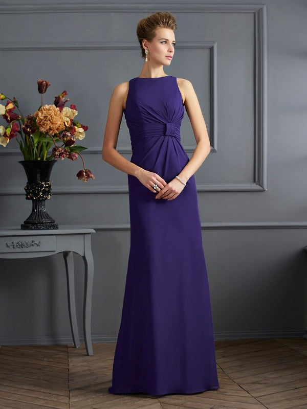 Sheath Chiffon Sleeveless Pleated Tea-Length Dress - Chloe Dress