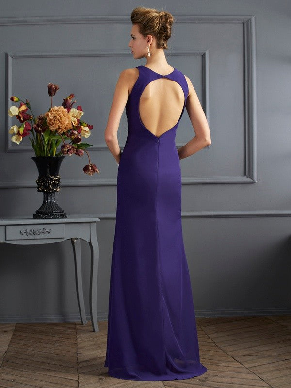 Sheath Chiffon Sleeveless Pleated Tea-Length Dress - Chloe Dress