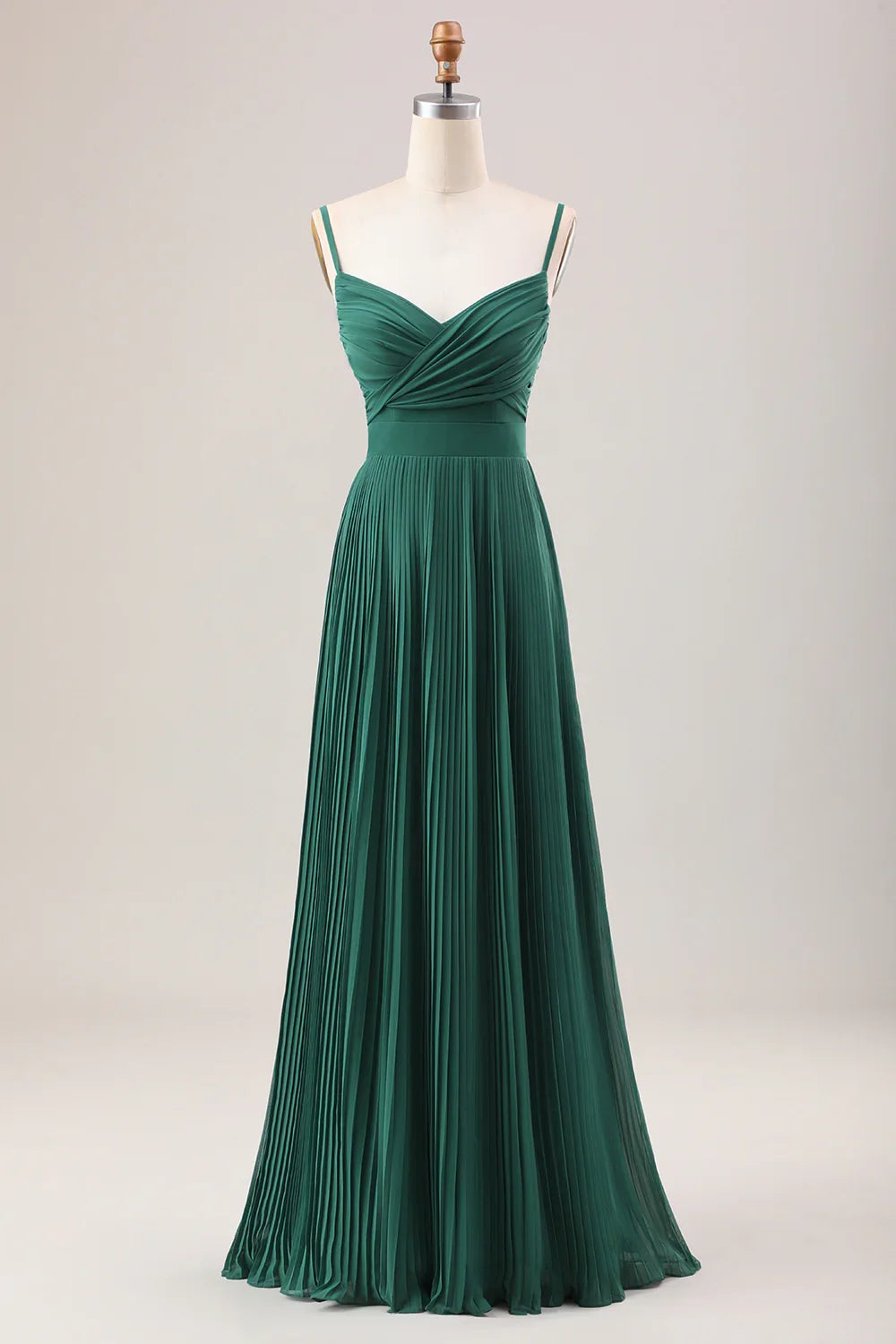 Green A-Line Chiffon Pleated Wedding Dress - Chloe Dress