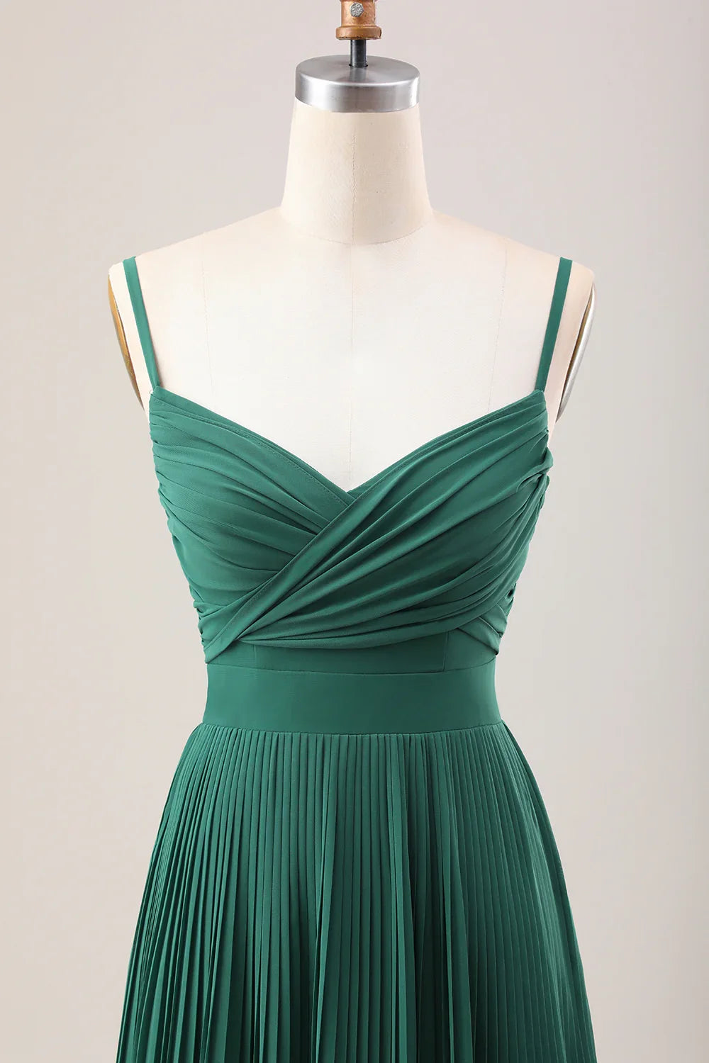 Green A-Line Chiffon Pleated Wedding Dress - Chloe Dress
