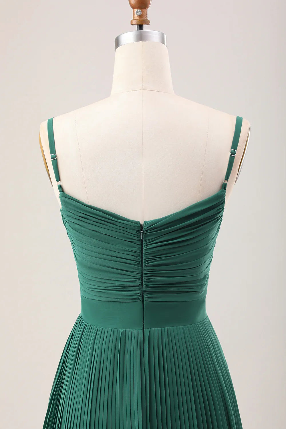 Green A-Line Chiffon Pleated Wedding Dress - Chloe Dress