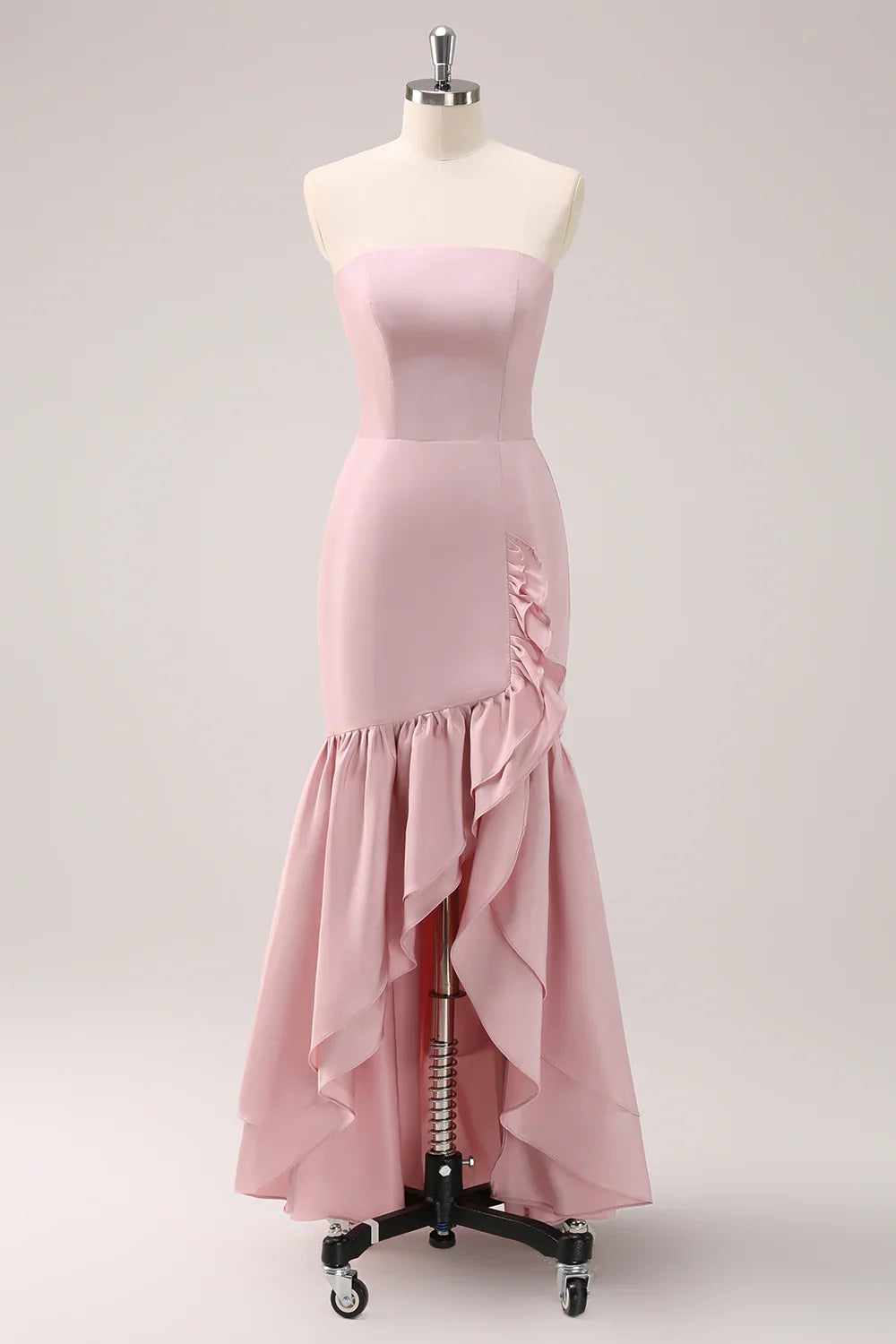 Pink Strapless Ruffled Wedding Dress - Chloe Dress