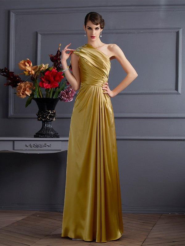 A-Line One-Shoulder Satin Sleeveless Dress - Chloe Dress