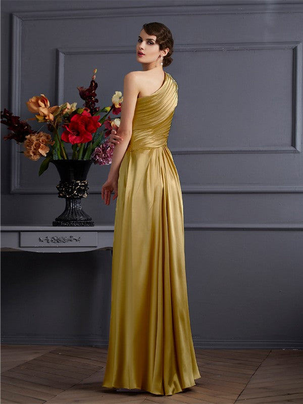 A-Line One-Shoulder Satin Sleeveless Dress - Chloe Dress
