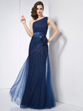 A-Line One-Shoulder Sleeveless Applique Dress - Chloe Dress