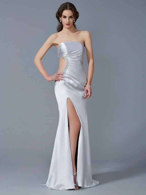 Mermaid Strapless Satin Sleeveless Dress - Chloe Dress
