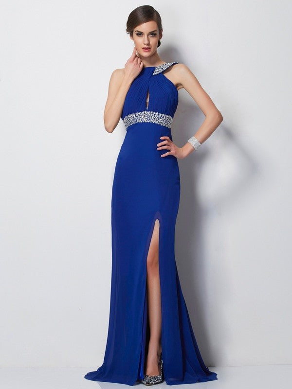 Sheath High Neck Chiffon Sleeveless Dress - Chloe Dress