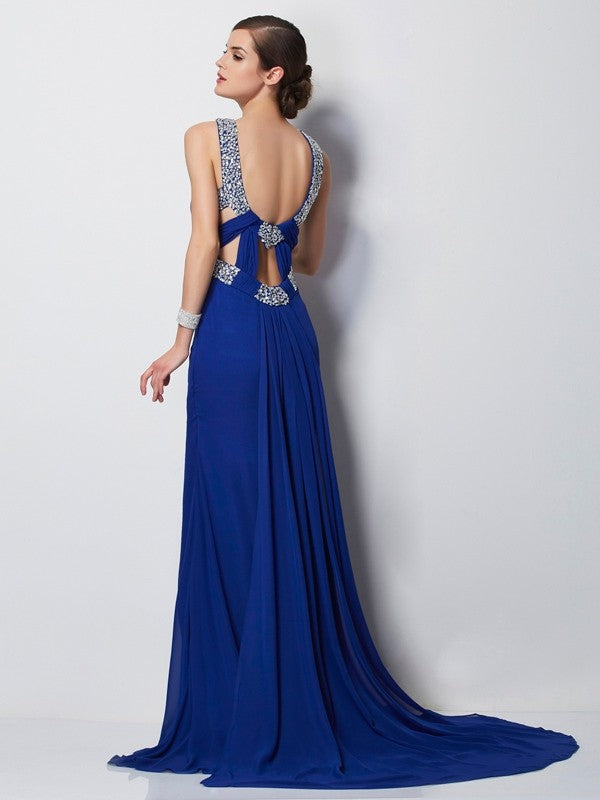 Sheath High Neck Chiffon Sleeveless Dress - Chloe Dress