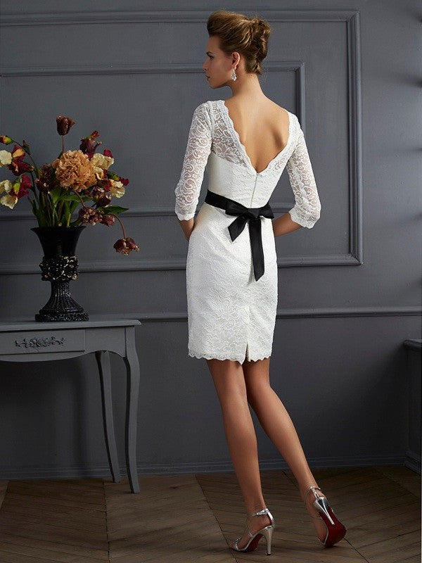 Sheath Lace Three-Quarter Sleeve Mini Dress - Chloe Dress