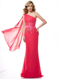 Sheath One-Shoulder Chiffon Sleeveless Applique Dress - Chloe Dress