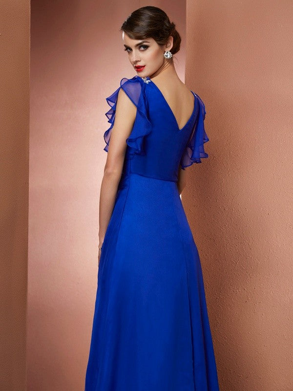 A-Line V-Neck Chiffon Sleeveless Dress - Chloe Dress