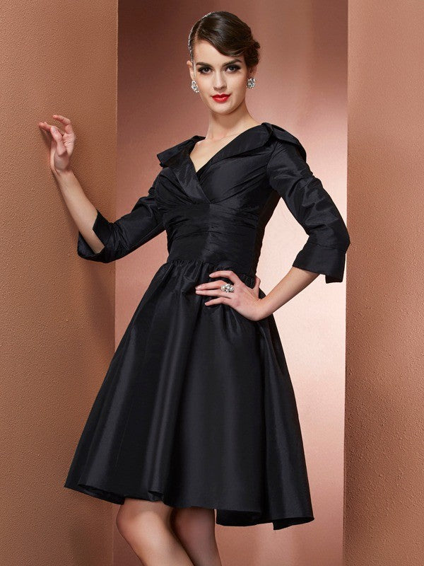 A-Line V-Neck Three-Quarter Sleeve Mini Dress - Chloe Dress