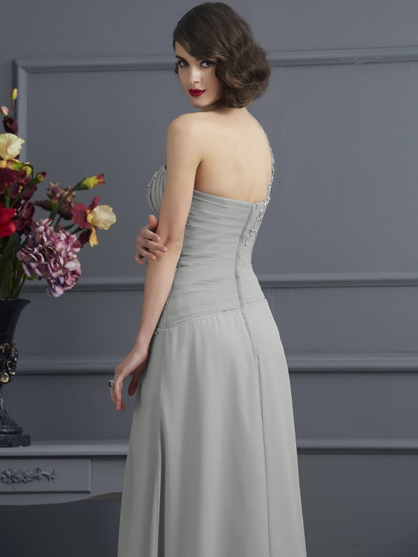 A-Line One-Shoulder Chiffon Sleeveless Dress - Chloe Dress