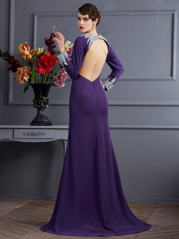 Mermaid V-Neck Chiffon Long Sleeve Dress - Chloe Dress