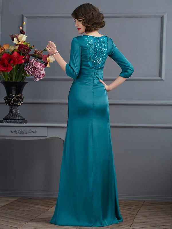 A-Line V-Neck Satin Three-Quarter Sleeve Dress - Chloe Dress