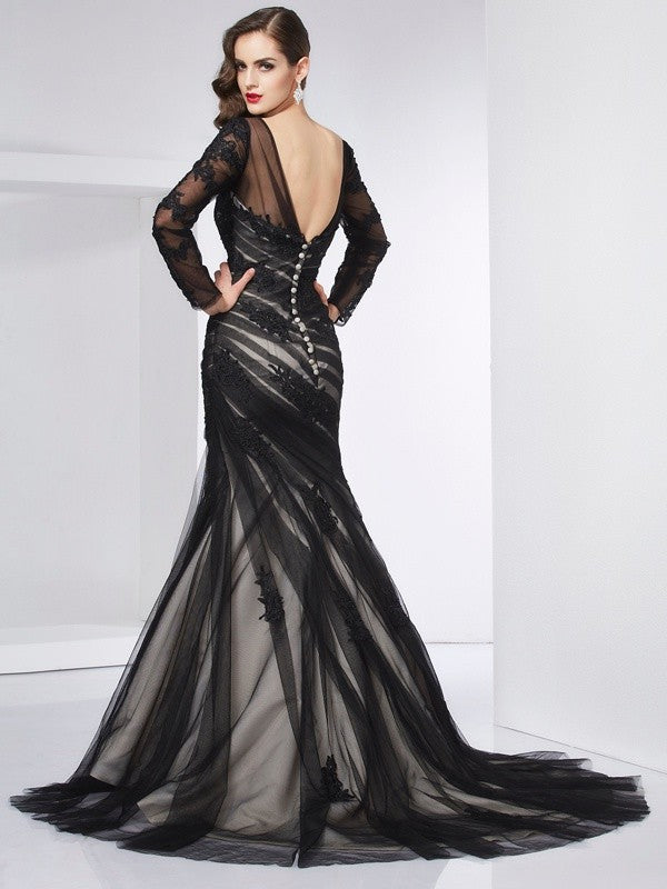 Mermaid Long Sleeve Applique Dress - Chloe Dress