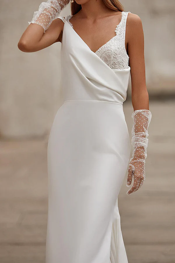 V-Neck Satin Wedding Dress - Chloe Dress