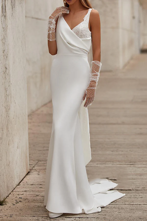 V-Neck Satin Wedding Dress - Chloe Dress