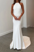 Satin Backless Mini Wedding Dress - Chloe Dress