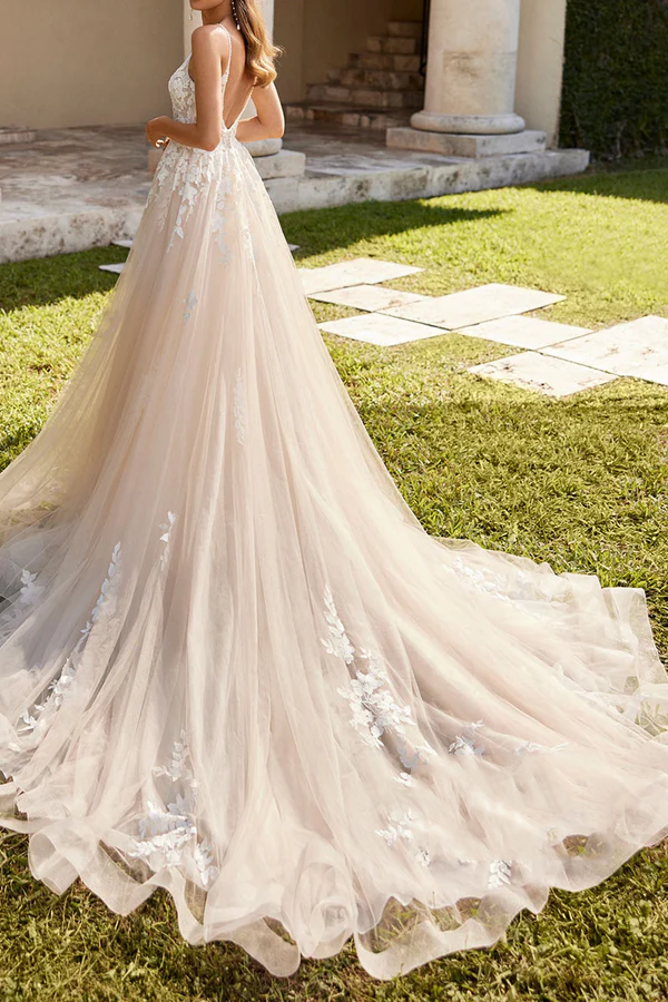 V-Neck Lace Wedding Dress - Chloe Dress