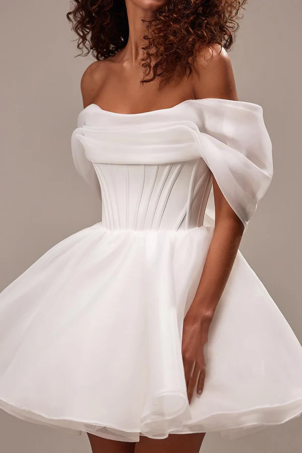 Off-Shoulder Mini Wedding Dress - Chloe Dress