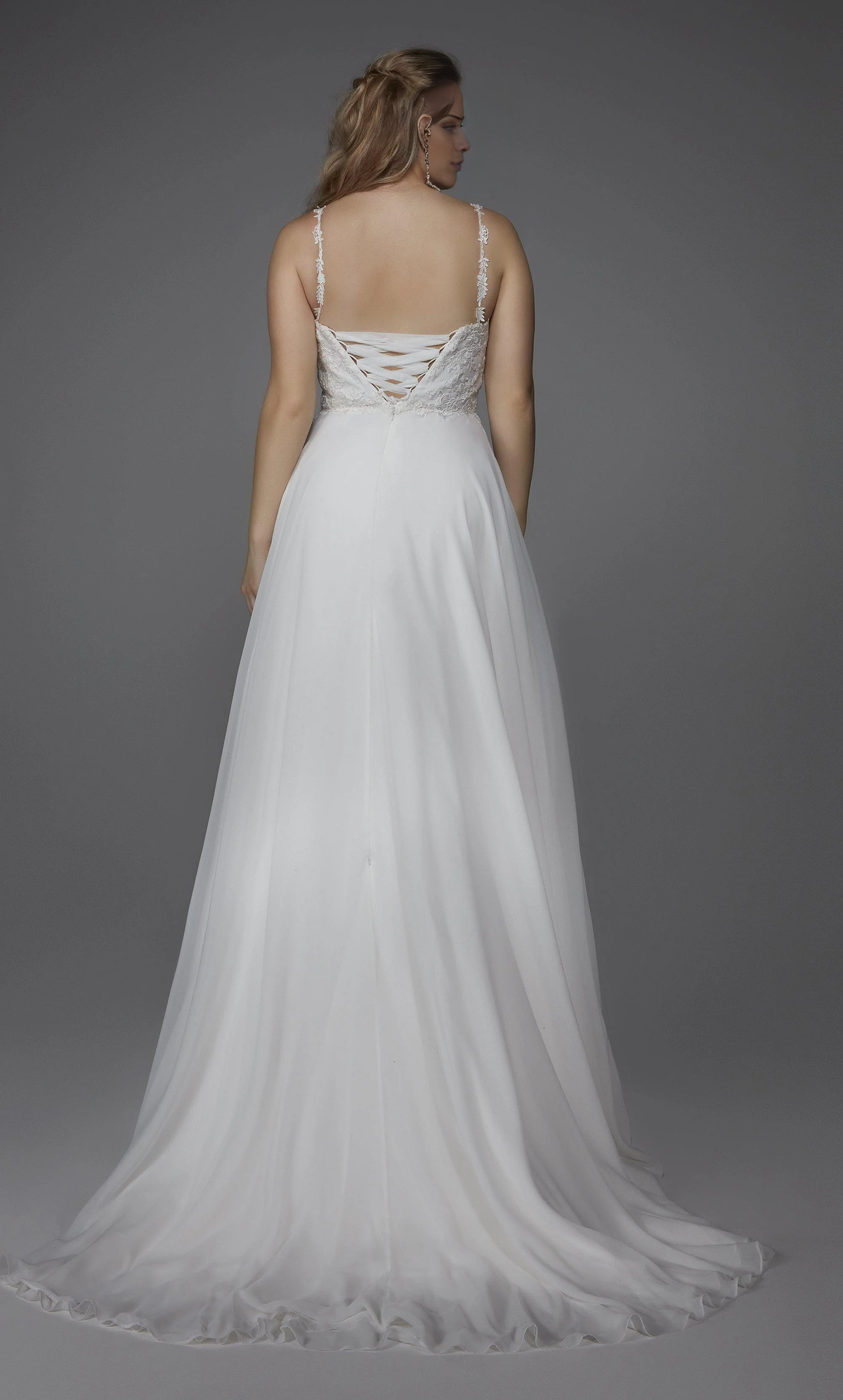 Square Neck Chiffon Wedding Dress - Chloe Dress