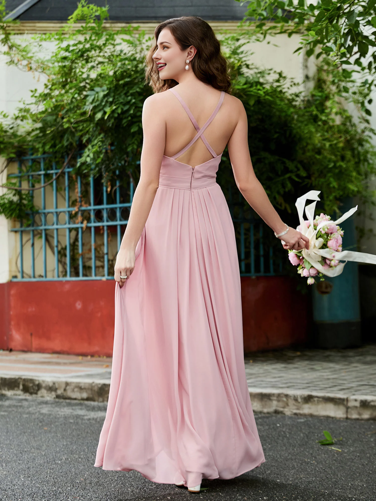 Chiffon Sleeveless Wedding Dress - Chloe Dress