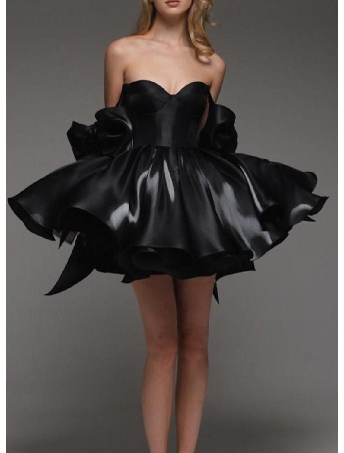 A-Line Spaghetti Strap Satin Sleeveless Lace-Up Back Mini Homecoming Dress - Chloe Dress
