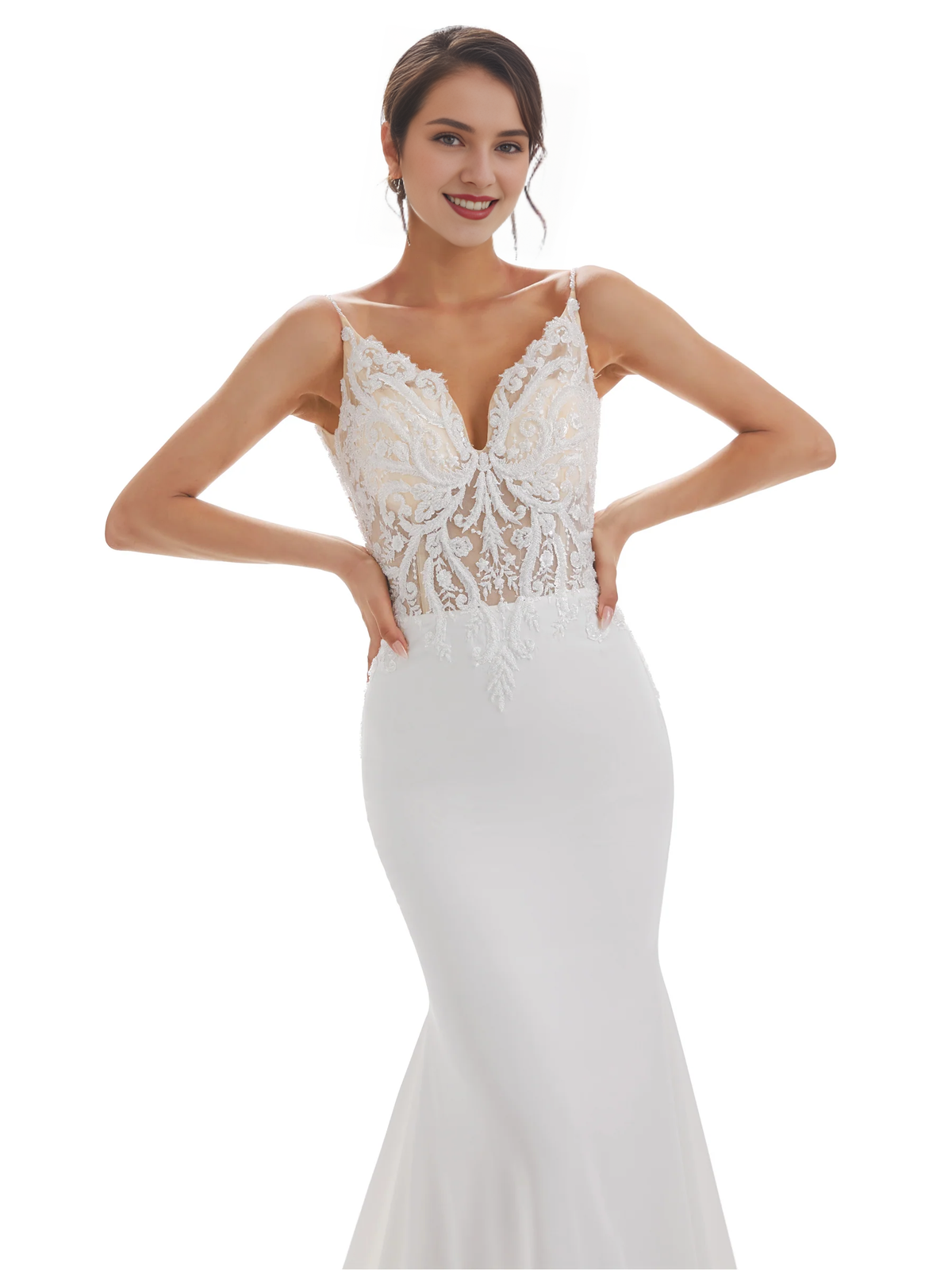 Ivory Lace Backless Wedding Dress - Chloe Dress