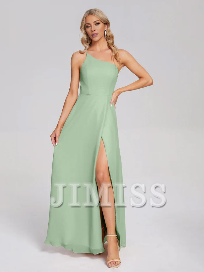 Chiffon High Slit Floor-Length Wedding Dress - Chloe Dress