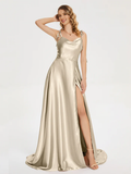 Satin High Slit Floor-Length Wedding Dress - Chloe Dress