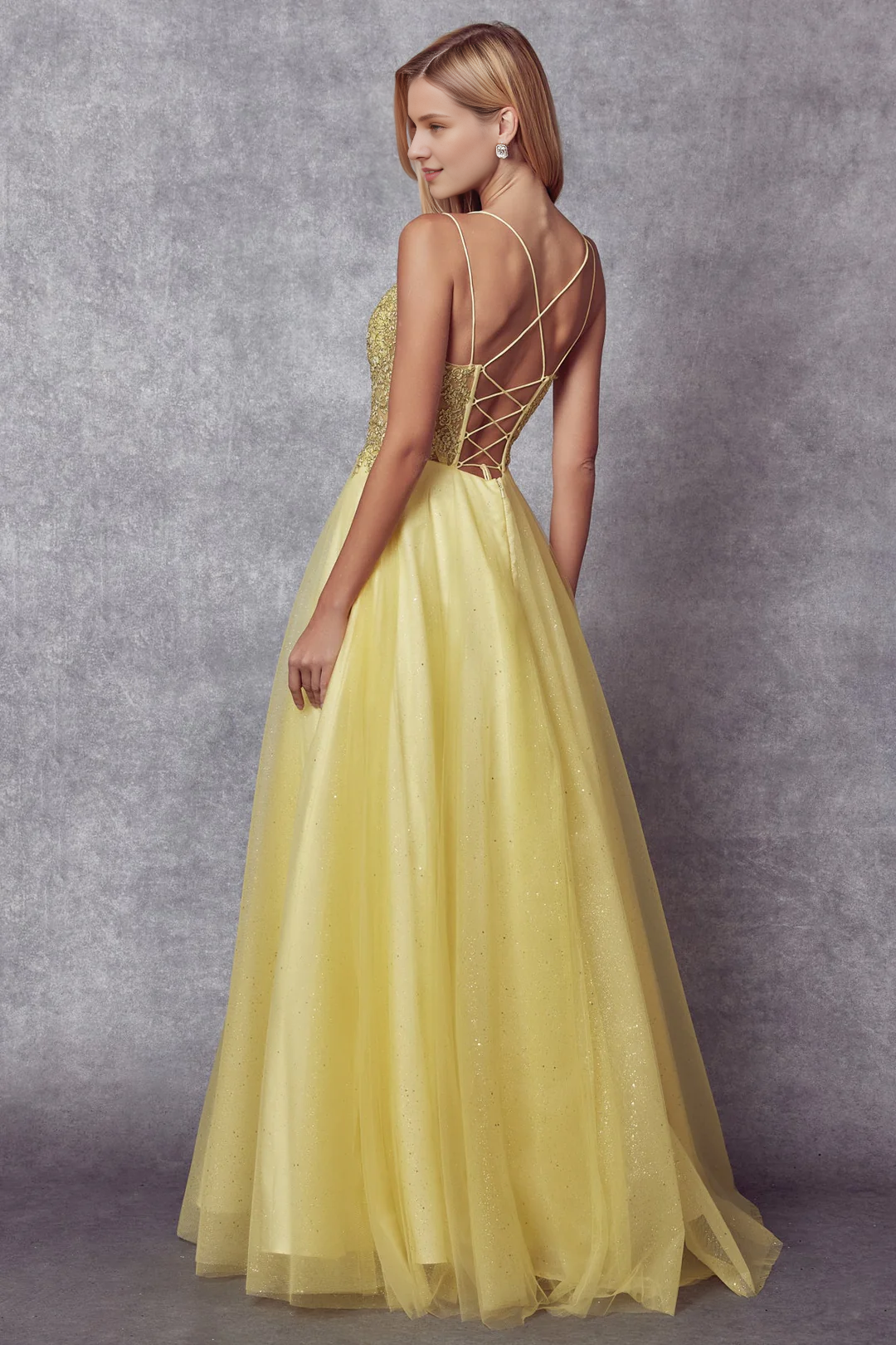 A-Line Lace Long Sleeve Lace-Up Back Dress - Chloe Dress