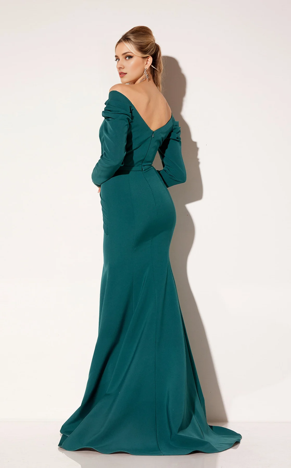 Mermaid V-Neck Satin Backless Floor-Length Prom Dress - Chloe Dress