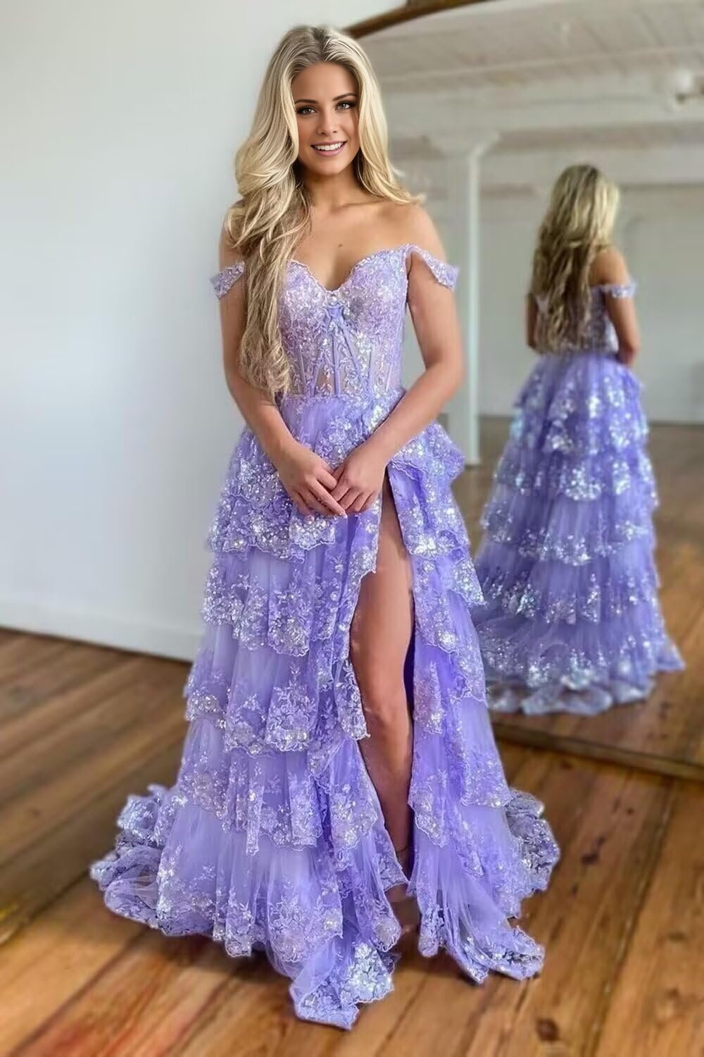 Ball Gown Off-Shoulder Sequin Party Gown - Chloe Dress