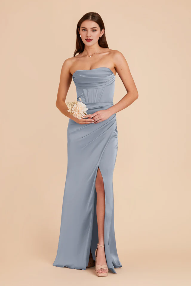Satin Lace-Up Back Wedding Dress - Chloe Dress