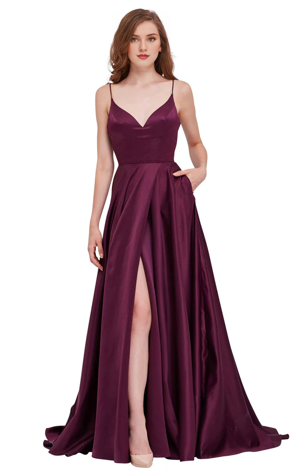 A-Line V-Neck Backless Floor-Length Evening Gown - Chloe Dress