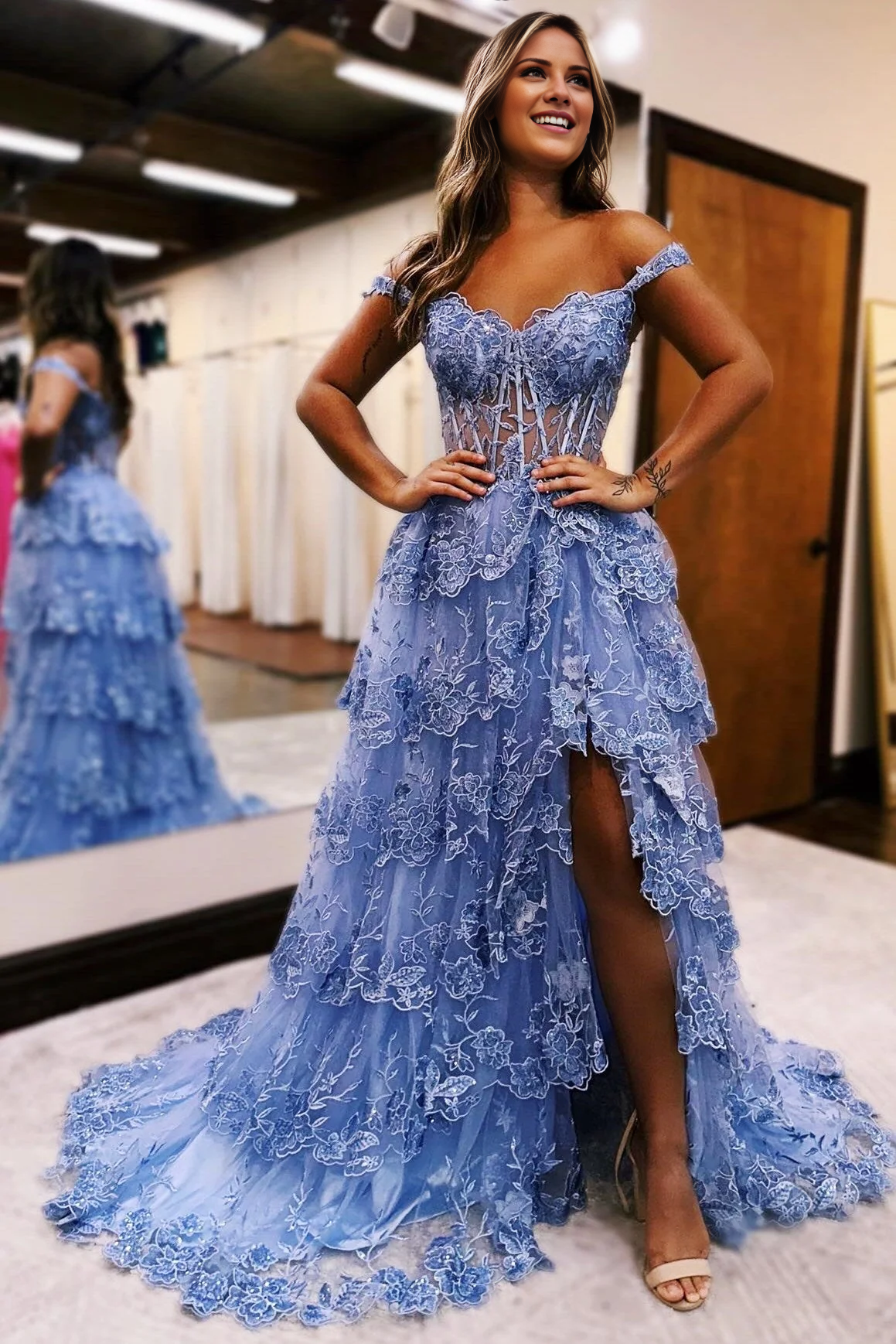 Ball Gown Off-Shoulder Sequin Party Gown - Chloe Dress